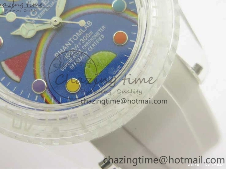 AAA Replica Watches Strap Fruit 3AF FreshLook 2620 Blue Submariner Phantomlab Rubber Transparent Dial Best Edition VR on White 1219